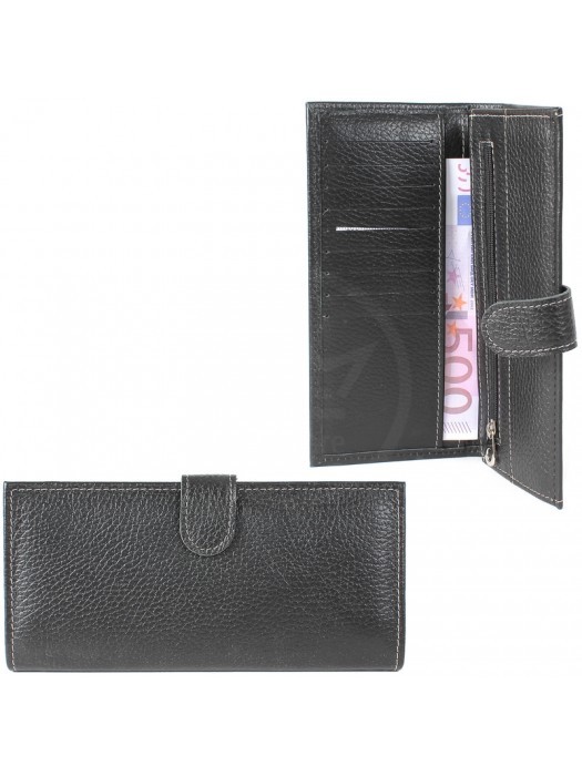 Портмоне мужское Croco-ПР-950 с хлястиком натуральная кожа 2 отд,  13 карм,  черный флотер (40/1)  209316