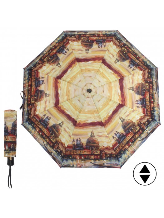 Зонт женский ТриСлона-883/L 3883 С,  R=55см,  суперавт;  8спиц,  3слож,  полиэстер,  желтый  (Венеция)  219257