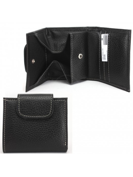 Портмоне женское Croco-ПР-906 натуральная кожа 1 отд,  4 карм,  черный флотер (40)  228565