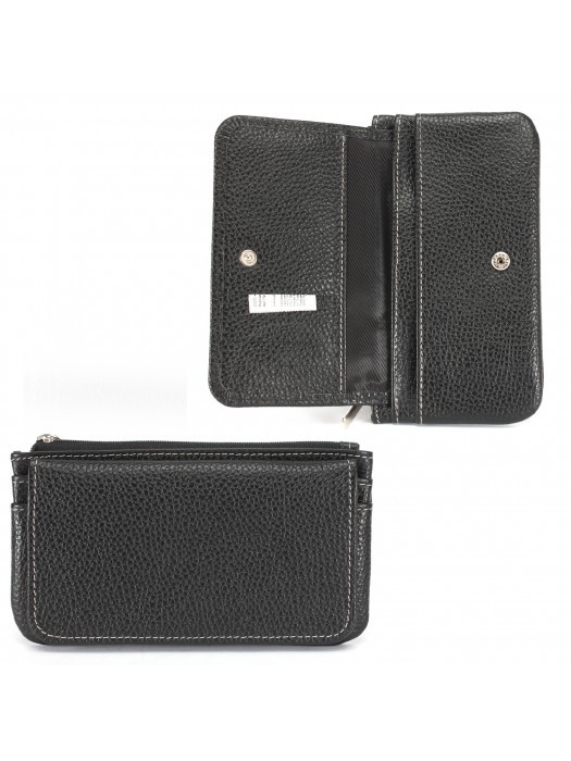 Портмоне мужское Croco-ПР-805 натуральная кожа 3 отд,  4 карм,  черный флотер (40)  228578