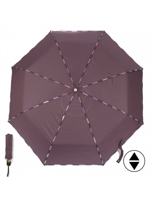Зонт женский ТриСлона-L 3807 B,  R=58см,  суперавт;  8спиц,  3слож,  полиэстер,  слива 229319
