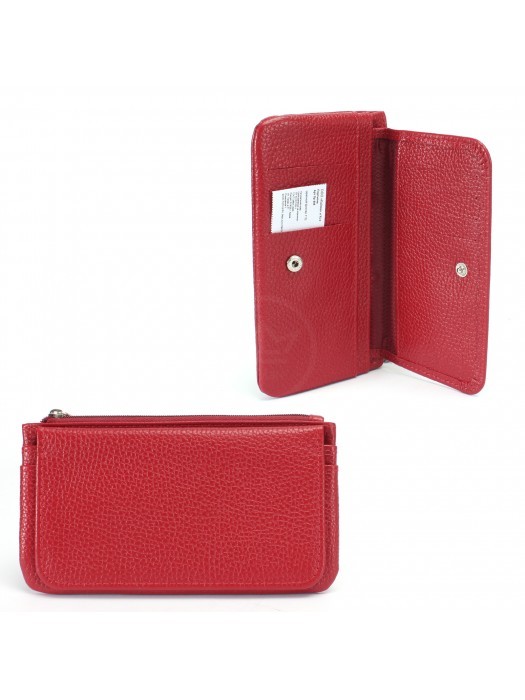 Портмоне женское Croco-ПР-805 натуральная кожа 3 отд,  4 карм,  красный флотер (113)  238497