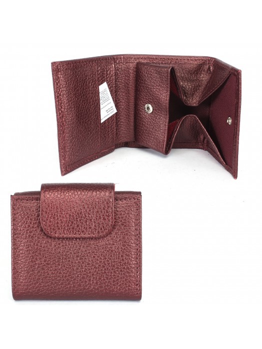 Портмоне женское Croco-ПР-906 натуральная кожа 1 отд,  4 карм,  бордо металлик (232)  239948