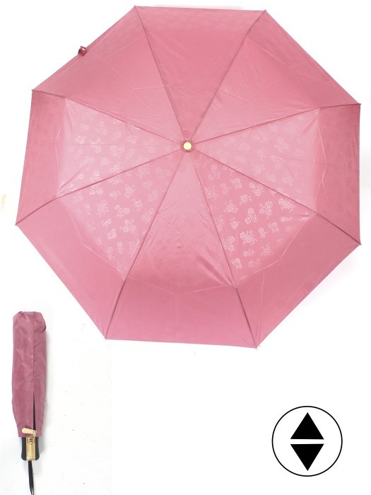 Зонт женский ТриСлона-L 3806 E,  R=58см,  суперавт;  8спиц,  3слож,  набивной "Эпонж",  розовый 244383