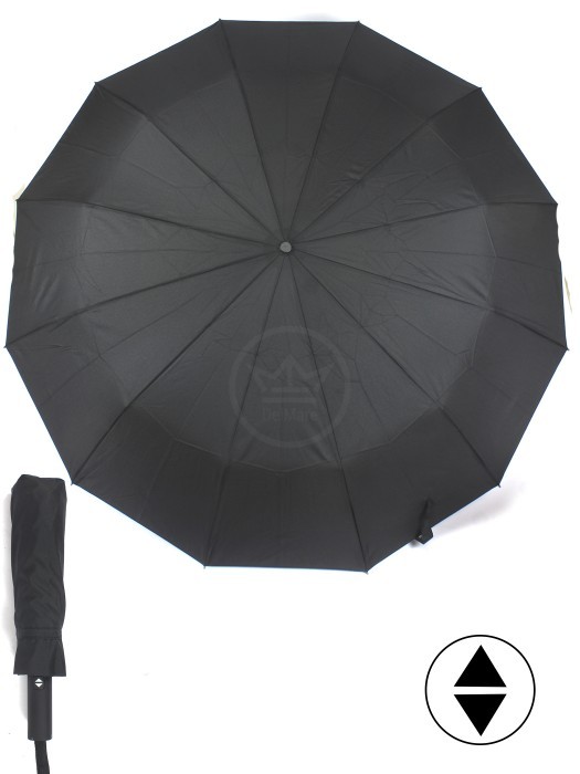 Зонт муж ТриСлона-M 8120,  R=58см,  3слож,  суперавт,  12спиц,  прямая ручка,  полиэстер,  черный 244411