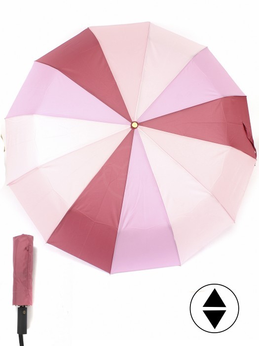 Зонт женский ТриСлона-L 3120  (сектор),  R=58см,  суперавт;  12спиц,  3слож,  "Эпонж",  розовый 244942
