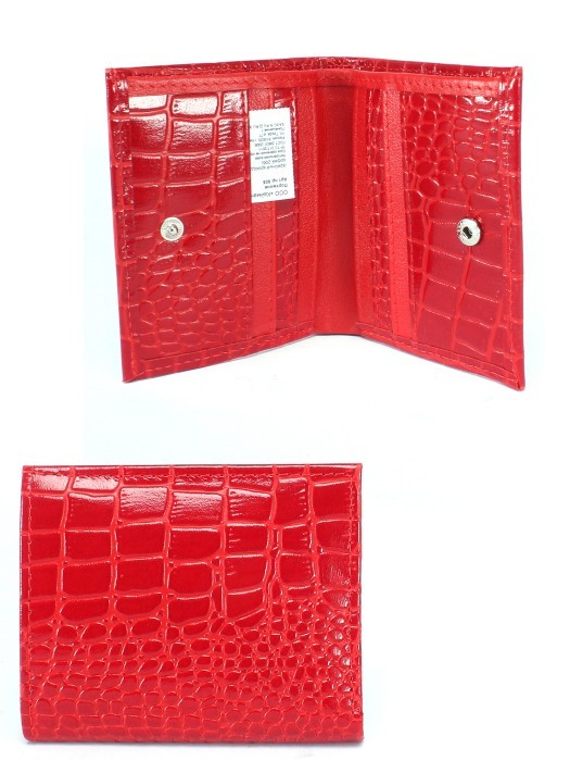 Портмоне женское Croco-ПР-905 натуральная кожа 2 отд,  8 карм,  красный крок/красный орфей (203/206)  246654