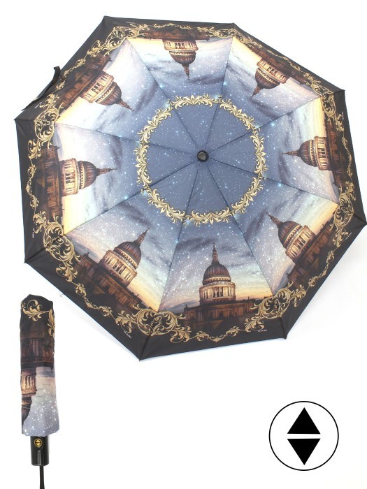 Зонт женский ТриСлона-880/L 3880,  R=55см,  суперавт;  8спиц,  3слож,  коричн/желтый  (собор)  248450