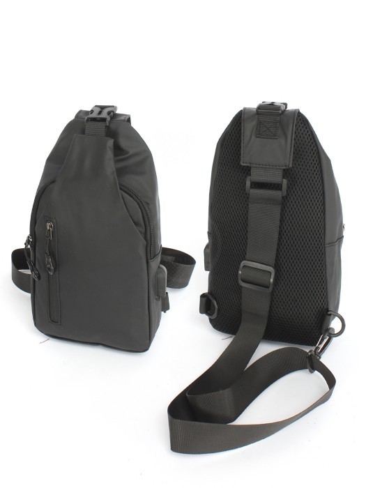 Рюкзак (сумка)  муж Battr-604  (однолямочный),   (USB-заряд),  1отд,  плечевой ремень,  2внеш карм,  черный 254336