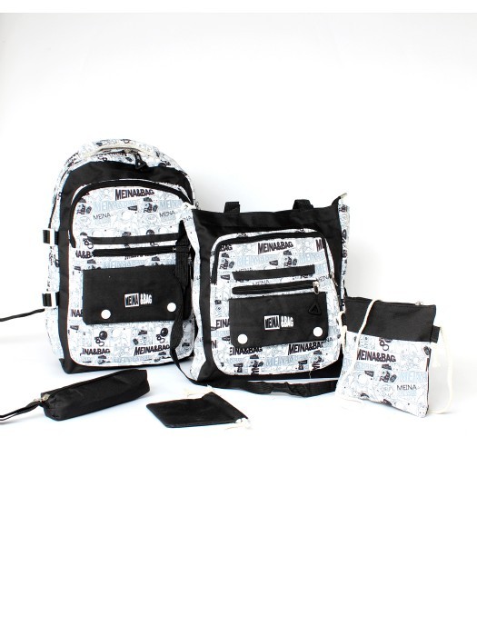 Комплект MF-8110  (рюкзак+2шт сумки+пенал+монетница)   2отд,  5внеш+1внут/карм,  белый 256323