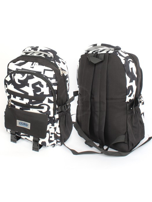 Рюкзак MF-9572,  молодежный,  2отд,  1внутр+5внеш.карм,  черный/белый 256524