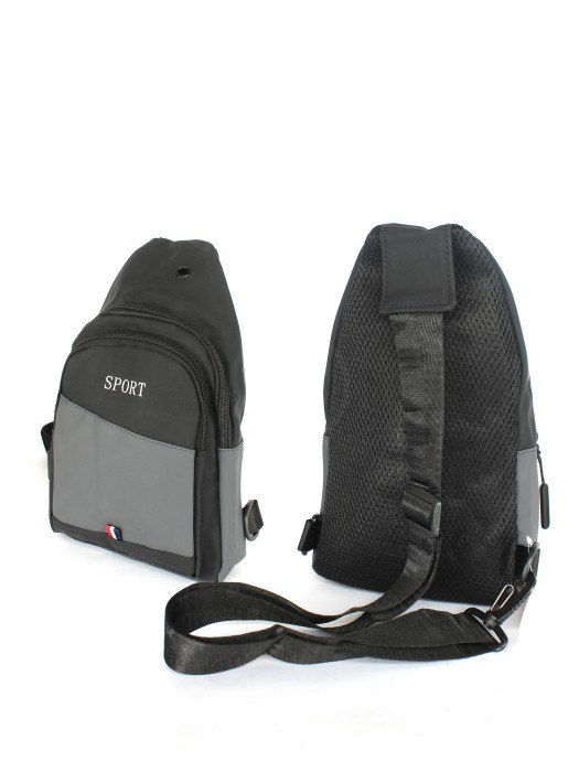 Рюкзак (сумка)  муж Battr-385  (однолямочный),  2отд,  плечевой ремень,  черный/серый 257858