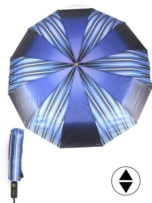 Зонт женский ТриСлона-L 3121А  (сектор),  R=58см,  суперавт;  12спиц,  3слож,  "Эпонж",  синий 259942