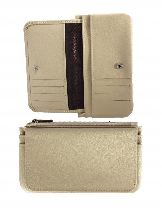 Портмоне женское Croco-ПР-805 натуральная кожа 3 отд,  4 карм,  бежевый матовый (242)  264637