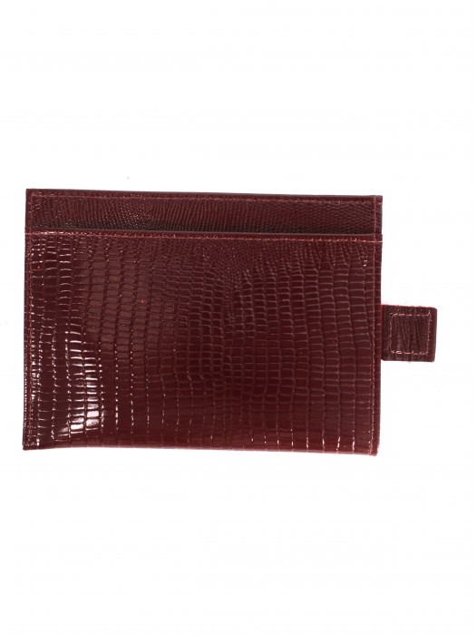 Обложка/футляр для паспорта Croco-П-408 натуральная кожа 1отд,  3карм,  бордо игуана (78)  265089