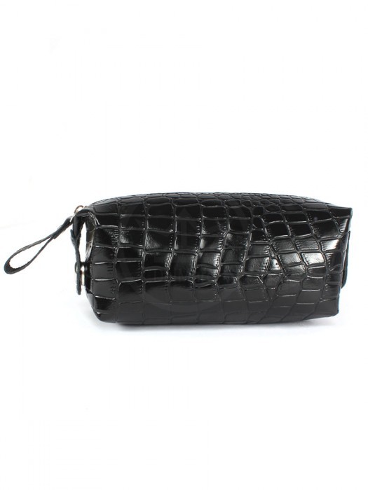 Косметичка Croco-К-721 натуральная кожа (1 отдел),  черный крокодил (200)  265365